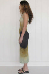 Robe longue d'été en maille transparente tie dye tournesol - Aigue-marine